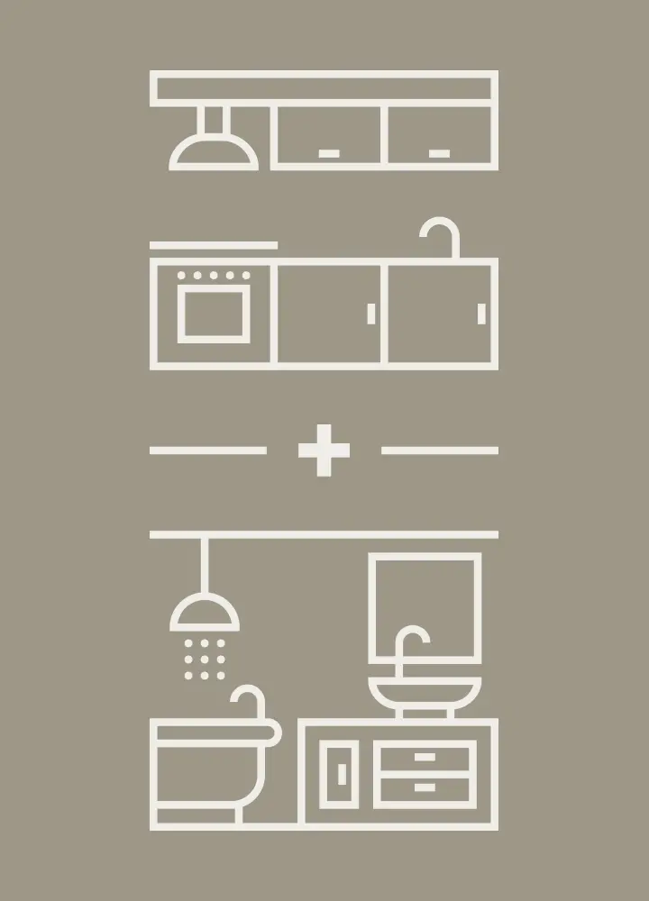 Grid tall icons dark concrete